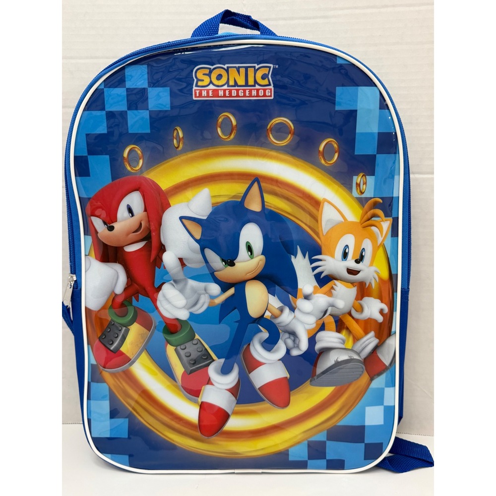 Sonic the Hedgehog 35th Anniversary Backpack 16" Blue Knuckles Tails Sega 384073